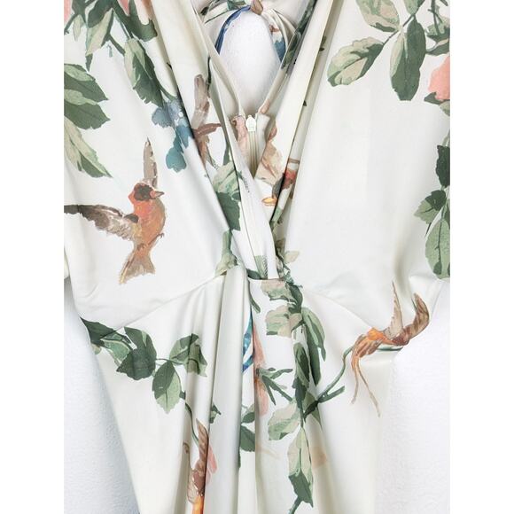 Hope Ivy Maxi Dress Kimono Maternity Bird Swallow Floral Tropical Cream Size 4 - Picture 6 of 14